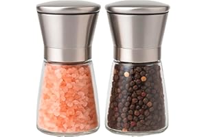ZENO Salt and Pepper Grinder - Set of 2 | Salt and Pepper Mills | Stainless Steel Salt and Pepper Grinder Set | Pepper Grinder | Salt Grinder