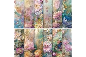 PLUSHCEWT 24 Blatt 6"x6" Florales Scrapbook Papier, Elegantes Vintage-Blumenmuster Dekorpapier für DIY Scrapbooking, Kartenherstellung, Kunsthandwerk Fotoalben Journale Geschenkverpackung (Mehrfarbig)