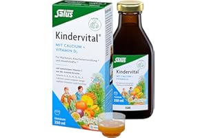 ‎SALUS Salus Kindervital mit Calcium + Vitamin D3-1x 250 ml - Tonikum für Wachstum, Knochenentwicklung a) und Abwehrkräfte b) – mit 9 Vitaminen und Calcium - vegan