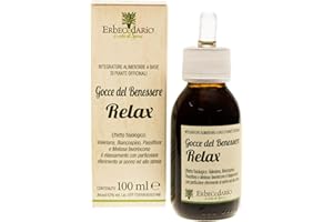 ERBECEDARIO Gocce Del Benessere Relax con Valeriana e Biancospino, Integratore per dormire meglio Calmante e Rilassante, Gocce per dormire contro Agitazione, Nervosismo e Stress - Flacone 100ml