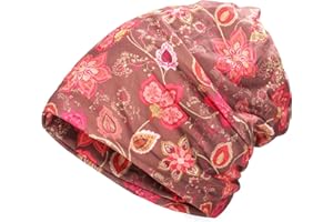 ZLYC Women Summer Thin Beanie Hat Floral Lightweight Slouchy Hat