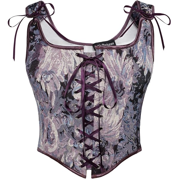 Moonight Corsetto Rinascimentale Floreale Donna - Overbust Con Allacciatura, Shapewear Regolabile Da XS A 7XL