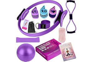 Revalinx kit Pilates Maison, Ensemble Pilates Yoga Anneau de Pilates, Ballon de Yoga, Bandes de Résistance, Sangle, Chaussettes, Accessoires Pilates Femme, Pilates Reformer pour Sport à la Maison.