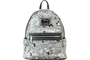 Loungefly Walt Disney 100th Black & White Mickey & Friends Mini Backpack - Mickey Mouse - Exclusivité Amazon - Sac Mignon à Collectionner - Idée de Cadeau - Produits Officiels - TV Fans