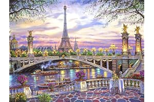 Mupmod Paint by Number for Adults, Paint by Numbers for Adults Beginner Drawing Paintwork with Paintbrushes Cityscape Paint Canvas Oil Painting 12X16inch