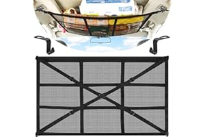 TOPJOWGA Gepäcknetz Auto, Autodach Gepäcknetz mit 2 Haken, Autodecke Dach Aufbewahrung Netz, Universal Netztasche Auto Gepäcknetz Aufbewahrung für Vier Dach Armlehnen, SUV, Jeep, Van