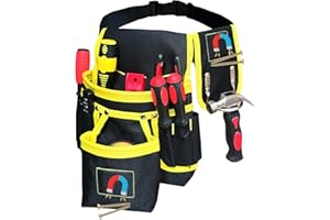 Sneulletoys Tool Belts Pouch for Men，Heavy Duty Tool Pouch Belt with 26 Pockets and a Hammer Holder,Detachable Adjustable Magnetic Professional Work Tool Belt for Electricians,Carpenters,Builders