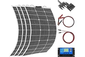 Aysolar 400W 12V Kit Panel Solar Monocristalino Flexible de 4x100W 18V Placa Solar Fotovoltaico y 40A Controlador de Cargador para Caravana, Autocaravana, Furgonetas, Barco,Yate,carga de Baterías