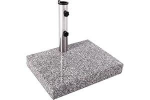 Anaterra® Sonnenschirmständer - Granit, 25 kg, Quadratisch, mit Griff, Edelstahl - Schirmständer, Sonnenschirmsockel, Ständer für Sonnenschirm, Balkon, Terasse, Garten, Outdoor