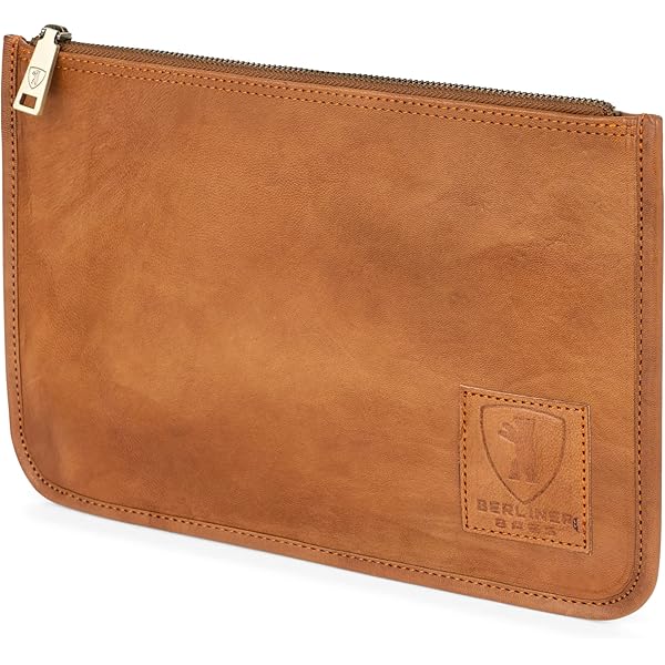 Astuccio Penne In Vera Pelle Berliner Bags - Portapenne Vintage, Design Berlino, Marrone, 20x12x1 Cm - Foto 2