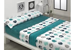 D&D Quality BONCASA Juego de sábanas Invierno de CORALINA Extra Suave (Paris Azul, Cama 135)