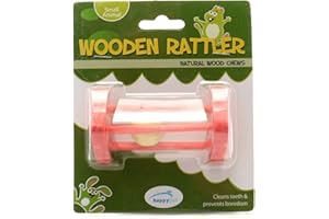 HAPPYPET Wooden Rattler Triangle Toy for Small Animals - Fun Interactive Lightweight Portable Gnawing Nibbling Pet Toy for Mice Hamsters Gerbils
