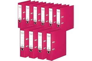 Falken - Confezione da 10 raccoglitori ad anelli Chrommocolor di alta qualità, con rivestimento in plastica esterno e interno, 8 cm di larghezza, formato DIN A4, colore pastello, colore: Rosa