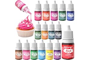 ERCORART Food Colouring - 16 Colour Vivid Food Colouring Liquid, Concentrated Icing Food Colour Dye for Cake Decorating, Cooking, Fondant, Macaron, Slime Making, DIY Soap Making- 6 ml