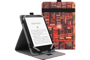 VOVIPO Custodia universale per 6 "6.8" 7"Kindle Paperwhite/colorsoft eReaders,Stand Cover con cinturino compatibile con Kindle/Kobo/Tolino/Pocketbook/Sony 6-6.8-7 pollici ebook readers-Library