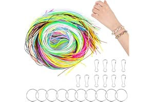 talifoca 200 Pezzi Scooby Doo, Fili di Tutti i Colori, in Plastica, Scubidu Brillantinati, con 10 Portachiavi + Ganci Snap Clip, per Creare Braccialetti, Collane