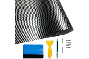 Arespark 6D Carbon Fiber Vinyl Self Adhesive Film, Waterproof Wrap Roll Without Bubble, Adapted to The Appearance and The Interior of Motorcycles, Computers, Cars (6D Black with Tool, 30cm x 150cm)