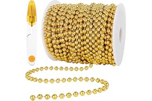 NZZVNZ 24 metros de guirnaldas de perlas para el árbol de Navidad, guirnalda de perlas doradas con tijeras, hebras de perlas para Navidad, decoración de boda