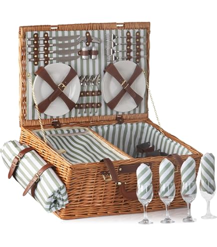 GOOZY Panier De Pique-nique En Osier Pour 4 Personnes - Avec