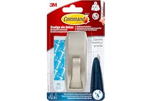 Command Gancho metálico de níquel satinado con reflejos modernos para baño grande MR03-SN-B