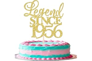 Xsstarmi 1 Pack Legend Since 1956 Cake Topper Seventy Cheers to 70th Birthday Hello 70 and Fabulous Cake Pick Decoration for 70th Birthday Wedding Anniversary Party Cake Decorations Glitter Gold