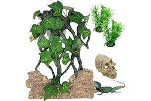 Cayway Reptile Climb Tree, Reptiles Skull Hide Decorations, Terrarium Ornament Gecko Hideouts Cave Snake Habitat, Aquatic Plants for Aquarium Fish Tank Decorations, Terrarium Amphibian Lizard Snake