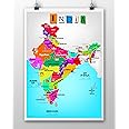 EkDali Paper Places India Map with Monuments, Multicolour, 16.5 X 23.4 inches