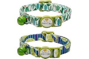 DAIHAQIKO 2 Pezzi Collari per Gatti con Campanellino Collare di Sicurezza per Gatta Simpatico Collare per Gatto con Varie Fantasie per Gattino Maschi e