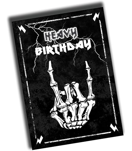 Carte D'anniversaire Gothique Tête De Mort - Pour Fans De Métal, Rock - Intérieur Vierge, Avec Enveloppe Blanche