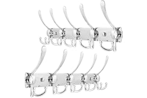 WEBI Coat Rack Wall Mounted,Coat Hooks Wall Mounted,Coat Hanger Wall,Hook Rack,Wall Coat Rack,5 Triple Hooks for Hanging Coats,Hats,Jacket,Clothes,Chrome,2 Packs