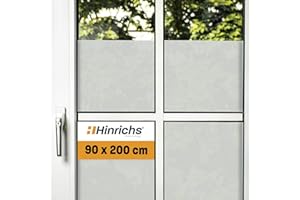 ‎HINRICHS Hinrichs Folia okienna UV samoprzylepna – 90 x 200 cm folia okienna matowa – folia mleczna samoprzylepna na okno szkło akrylowe szkło mleczne – folia okienna ochrona przed wzrokiem wewnątrz