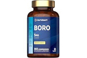 HORBÄACH Boro 5 mg de Boron puro por comprimido | 1 año de suministro - 365 comprimidos veganos | Borato Sódico Altamente Dosificado | Boron Supplement | Horbaach