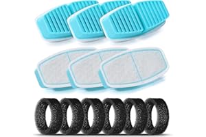 Filter BEMOONY Fontanella per Gatti Filtro, 6 Filtri a Carbone + 6 Spugne, Multi-Filtrazione, per 3.2L Fontana Per Gatti(H7), Filtrazione dei Peli Galleggianti, Addolcimento Dell'Acqua