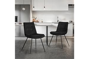 ‎STOOLINK STOOLINK Stühle Esszimmer 2er Set, Esszimmerstühle aus Samtstoff, Gepolsterter Küchenstuhl mit Rückenlehne, Armloser Essstühle mit Ziersteppung, für Esszimmer, Wohnzimmerstühle - Schwarz