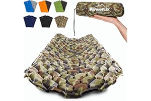 POWERLIX - Alfombrilla de Dormir Inflable Ultraligera, Ideal para Camping, mochilero, Senderismo, airpad, Bolsa de inflado, Bolsa de Transporte, Kit de reparación (Camuflaje)