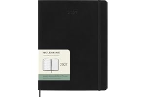 Moleskine Veckoplanerare 2027, mjukt omslag 12 månaders dagbok med utrymme för anteckningar och elastisk stängning, XL 19 x 2