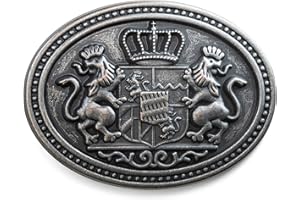 Schöneberger Trachten Couture Hebilla de cinturón de ciervo, Bayern y Escudo, cierre intercambiable para cinturón de 40 mm – Buckle, hebilla para cinturón tradicional