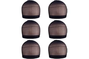YANTAISIYU 6 pezzi Nylon parrucca tappi calza per parrucca traspiranti elasticizzati tappo parrucca calotte parrucche per donne (Nero)