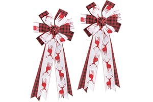 Kieswan 2 Stück Weihnachtsschleifen Rote, Groß Schleifen Weihnachtsbaum Bow Decor Baum Bowknot für Winter Weihnachtsbaum Kamin Haustür Party Deko (Größe: 27cmx56cm)