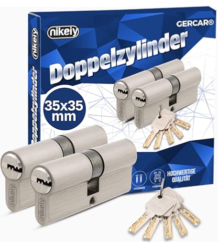 GERCAR Pro Set Of 4 Profile Cylinders Simultaneous Locking 35/35 – N G Lock Cylinder With Emergency And Danger Function – Cylinder Lock With Drill Protection And 10 Keys With CodeCard | 70 Mm | A:35 - View #10