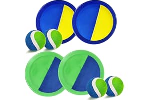 Jalunth Balle Raquette Scratch Jeux - Jouet Plage Jardin Piscine Exterieur Interieur Plein Air Parc Cour Jeu pour 1 2 3 5 4 6 7 8 9 10 11 Ans Enfant Fille Garcon Bebe Adulte Famille Paques Cadeau