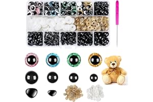 CoKeeSun 169 Yeux de Securite Amigurumi, Paillettes Colorées Yeux de Sécurité，Yeux Securite Amigurumi Nasi Neri Ensemble avec Rondelles pour Poupées en Peluche, Poupées au Crochet, Artisanat(6-12mm)