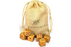 Waldfelsen 6, 12, 20, 30 oder 50 hochqualitative Holzwürfel aus echtem Buchenholz Augenwürfel Spielwürfel aus Holz in 16 mm Standardwürfel mit Stoffbeutel Würfelset (Blanko, 6 Stück)