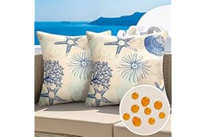 VELVHOM Fundas de Cojín Impermeables para Exteriores 50x50 Primavera Verano Fundas de Almohada Lino Resistentes Al Agua para Sofá Exterior Jardín Banco al Aire Libre Sala de Estar Terraza Dormitorio 2 Piezas