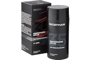 Redenhair - Microfibras Capilares de Queratina con Efecto Redensificador - Color Negro - Tratamiento Capilar para Hombre y para Mujer - Aportan Densidad y Volumen al Cabello - 23 g