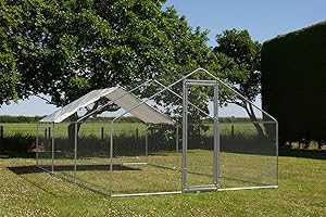 Alphapet Heavy Duty Walk In Chicken Run Coop - Galvanised Steel Cage with Superior SMALL GAP DOOR & Roof Cover - Suitable for Pets Hens Rabbit Dogs Ducks Chickens Poultry (3m x 6m)