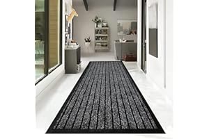 Hafaa Outdoor Rug 80x300cm, Heavy Duty Non Slip Rubber Back Long Carpet Runner Indoor & Outdoor, Dirt Trapper, Super Absorbent Washable Barrier Floor Mat Hallway Kitchen Living Room, Grey