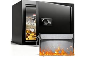 GRIMTRON 8L Fireproof Waterproof Mini kids Safe Box, Small Box with Combination Lock for Kids, Money Safe for Cash Jewelry and Important Documents