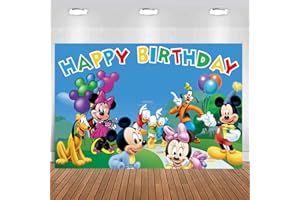 NDZYDXW Fondo de Fotografía de Minnie Disney Mickey,Fondo de Dibujos Animados,Niño y niña Accesorios de Cabina de Estudio Fotográfico Fiestas de Cumpleaños para Niños,Adecuado para Sesione de Fotos(150x100cm)