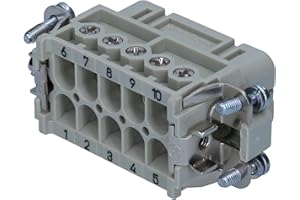 Harting 9200102812 Han 10A Buchseneinsatz I 10-polig I Schraubanschluss I 250V I 16A I UL-gelistet I IP65 I Industriesteckverbinder I Kontaktmaterial Kupfer I Temperaturbereich -40°C bis +125°C